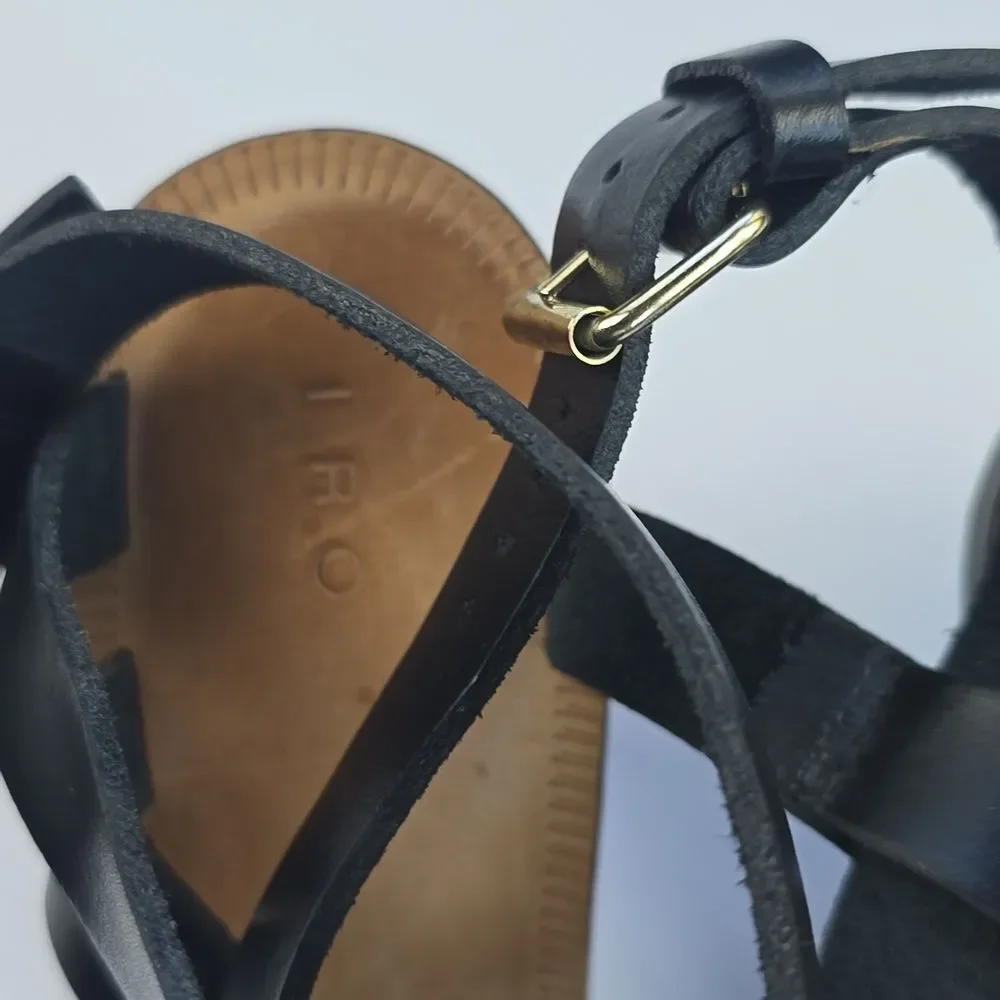 IRO Strappy Heeled‎ Black Leather Sandals Women's size 40 EU / US 8.5
